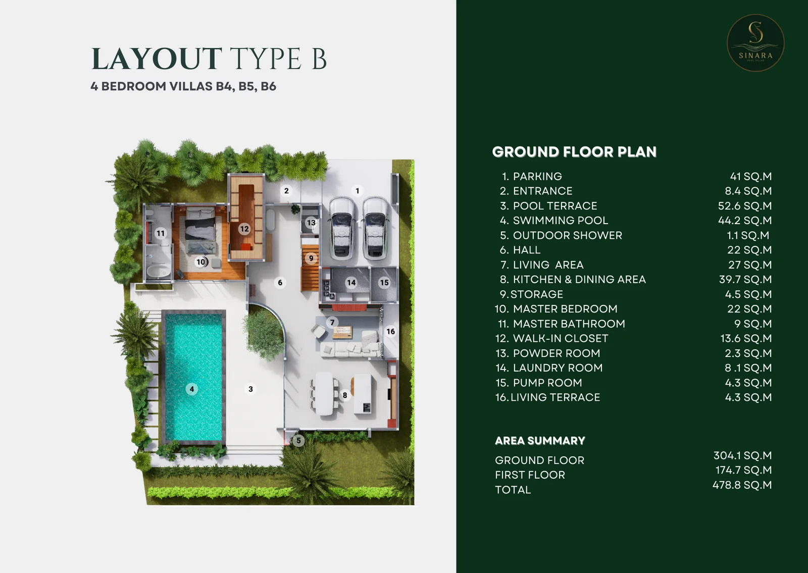 4-bedroom villa, 479 sqm