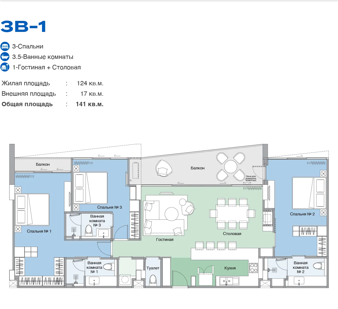 3-bedroom condo, 181 sqm
