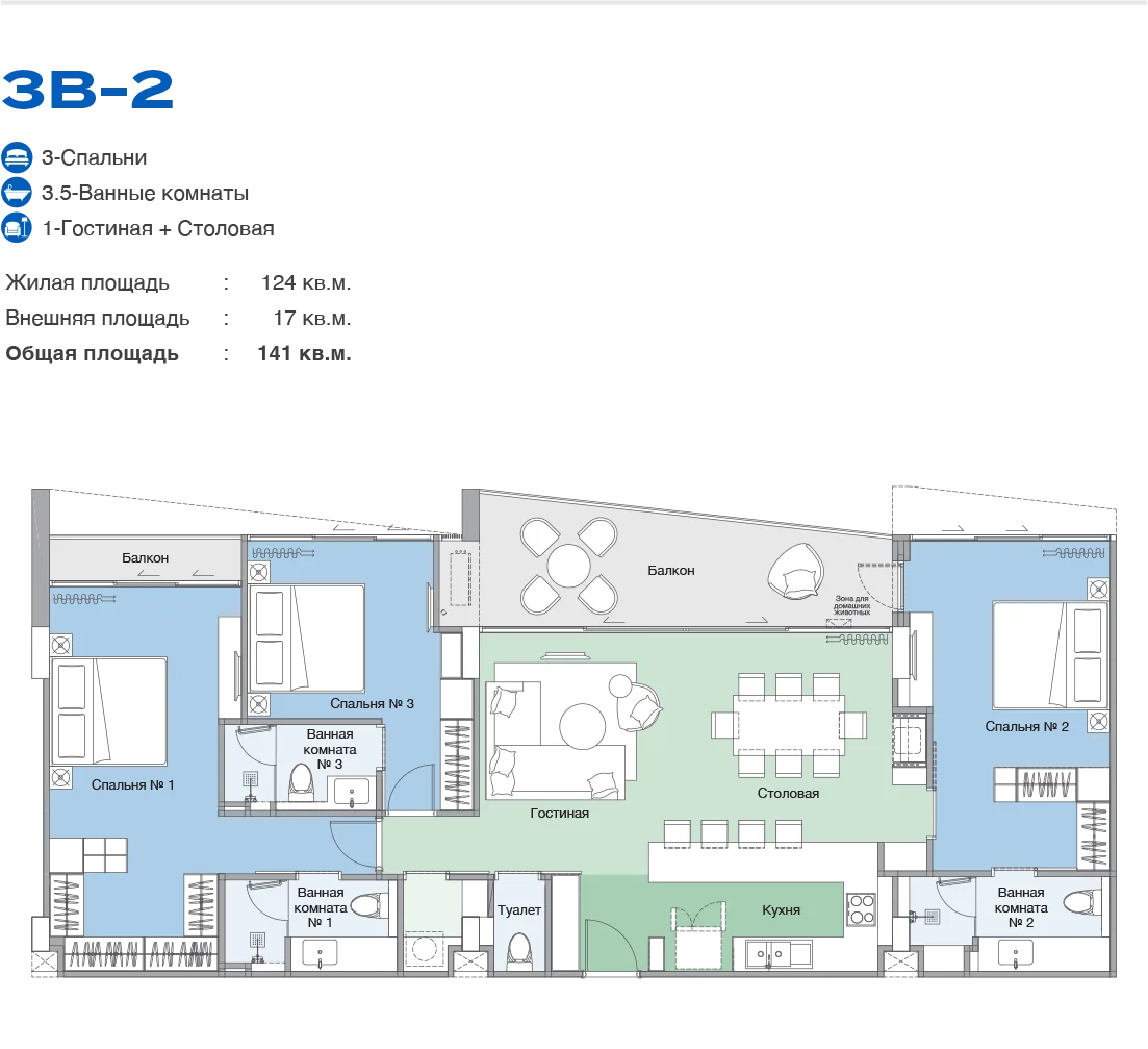 3-bedroom condo, 181 sqm