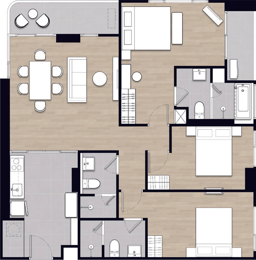3-bedroom condo, 85 sqm