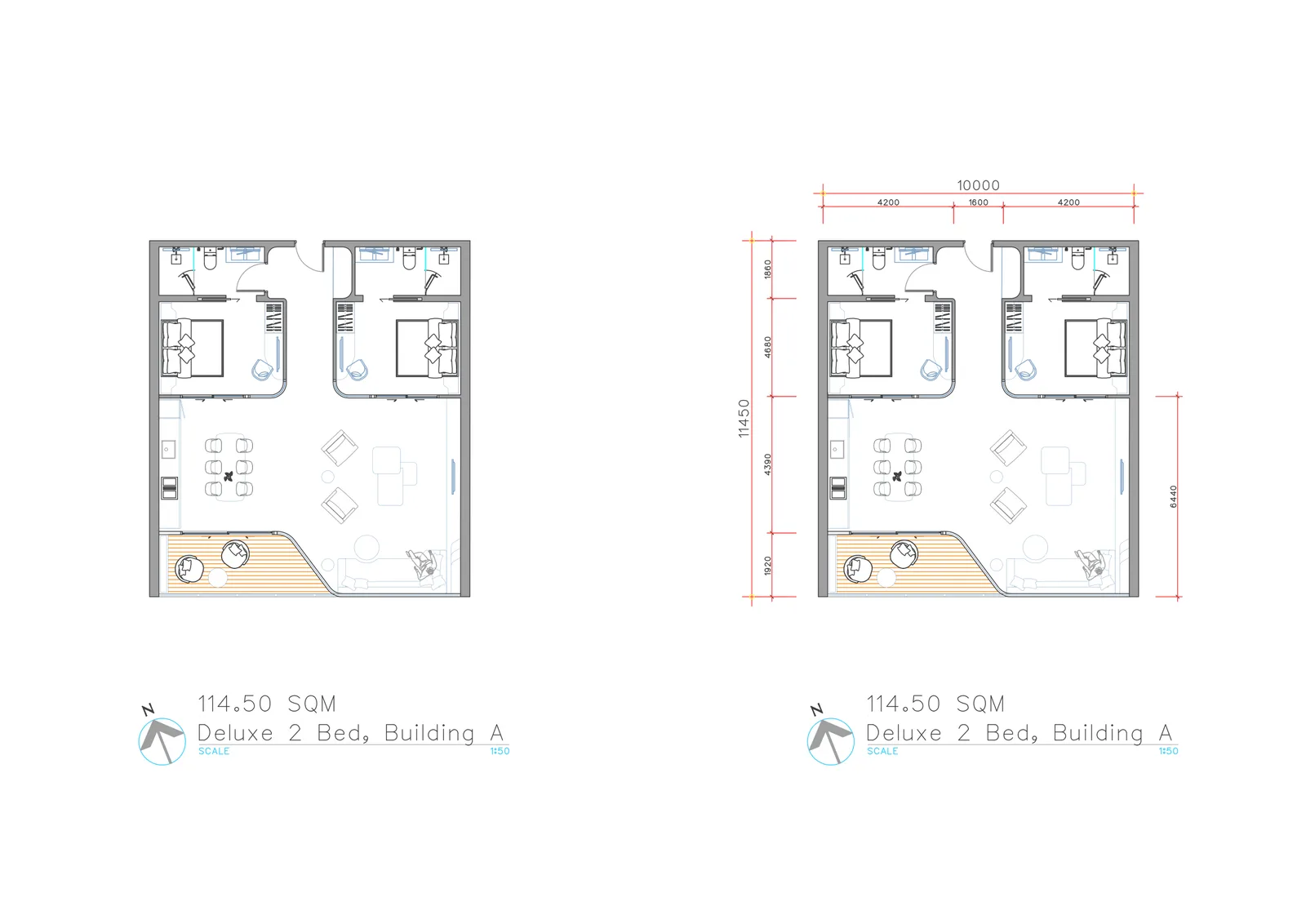 2-bedroom condo, 73 sqm