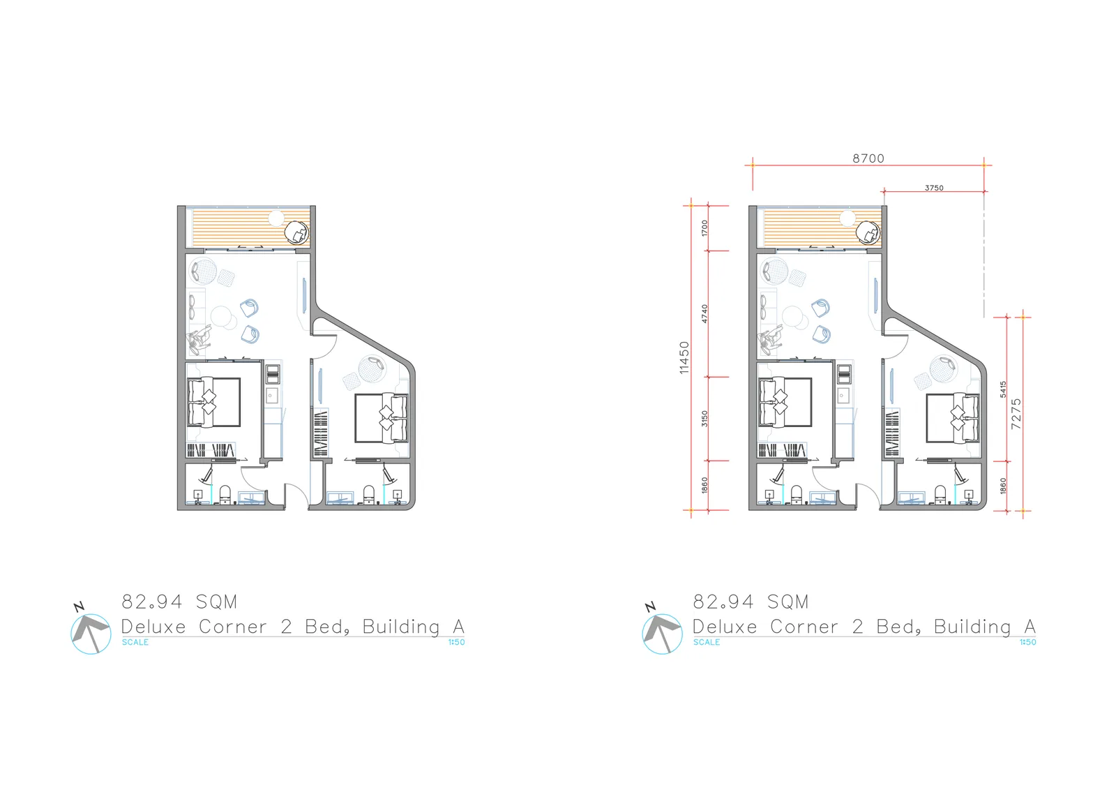 2-bedroom condo, 73 sqm