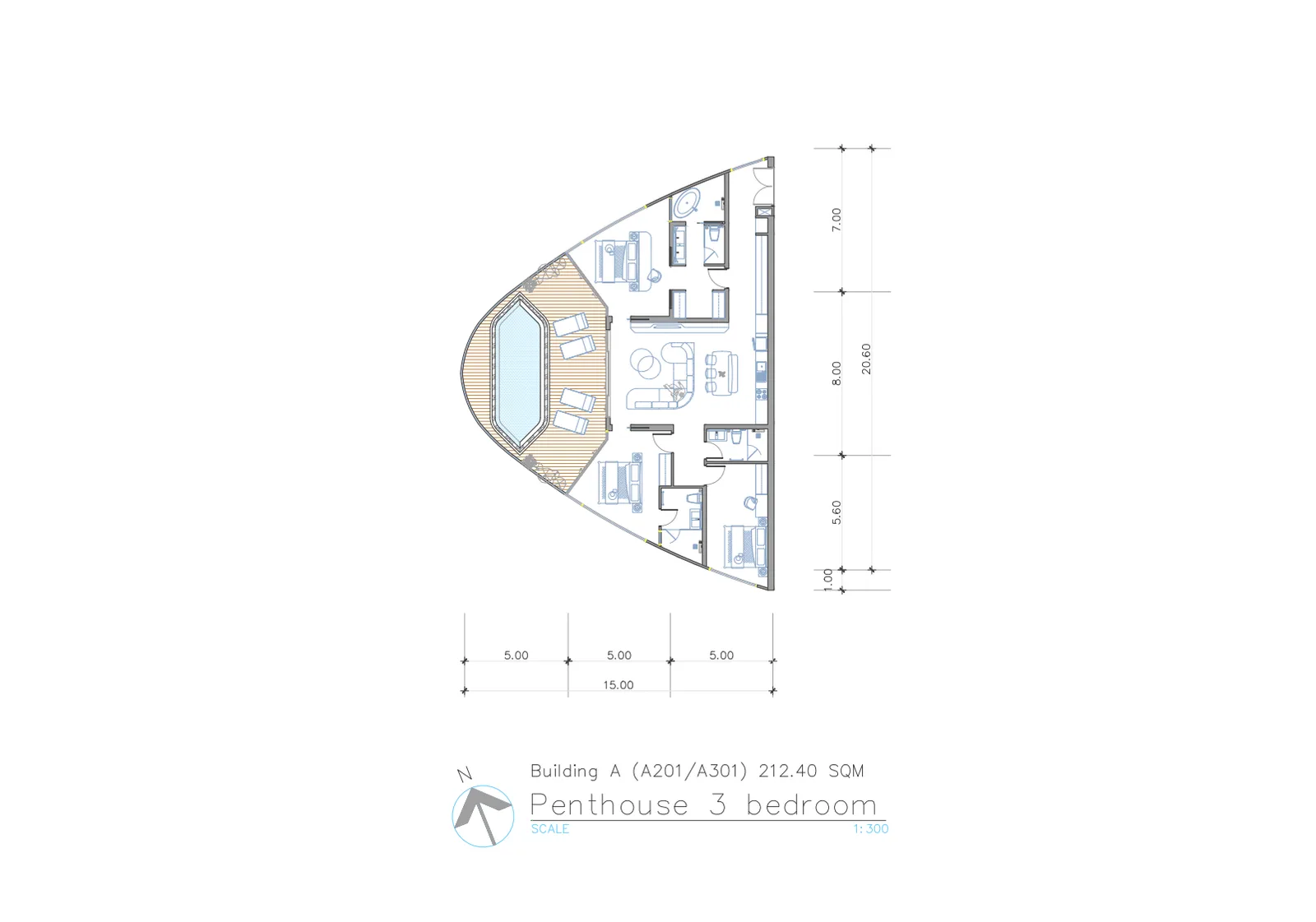 3-bedroom condo, 188 sqm