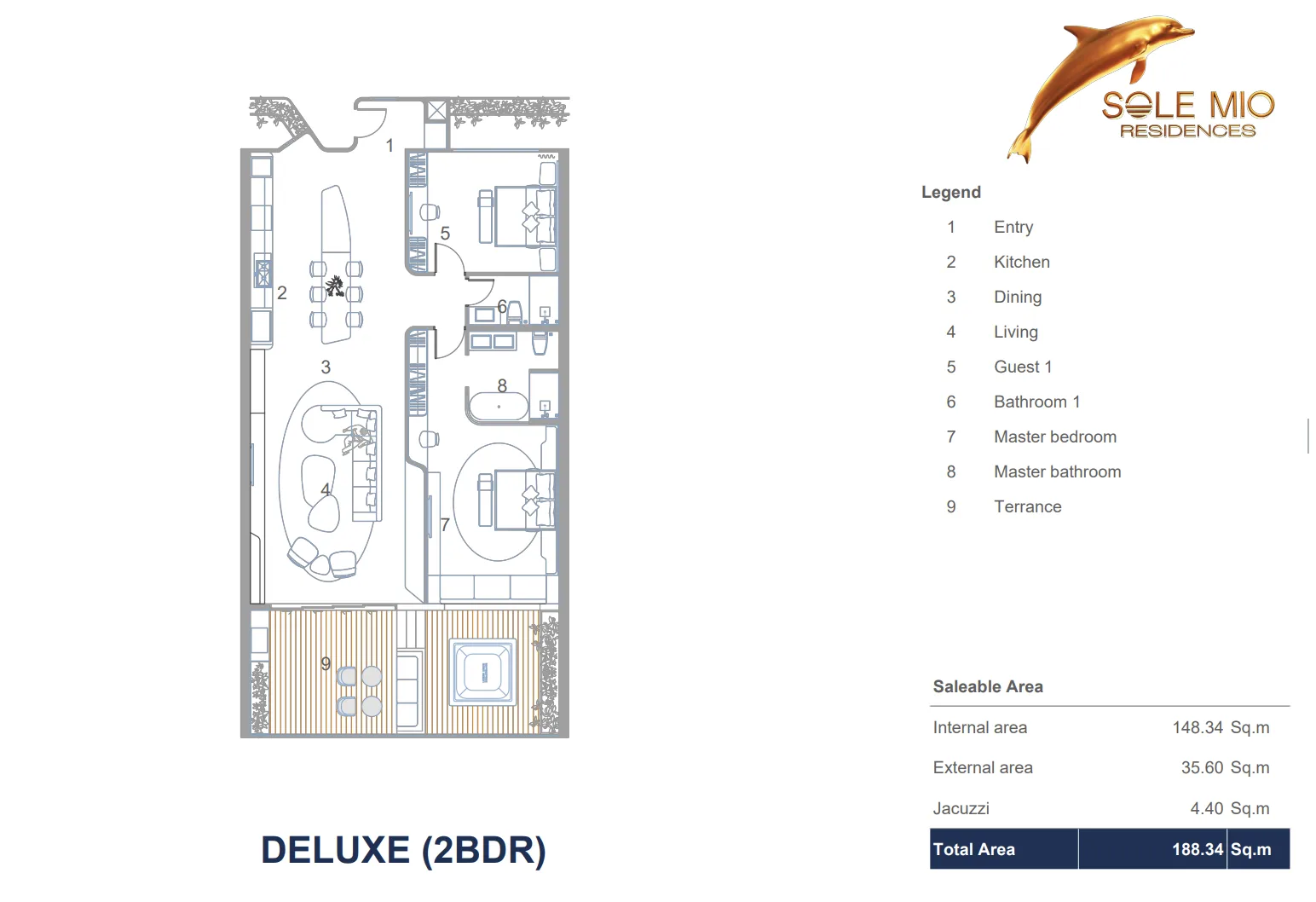 3-bedroom condo, 188 sqm