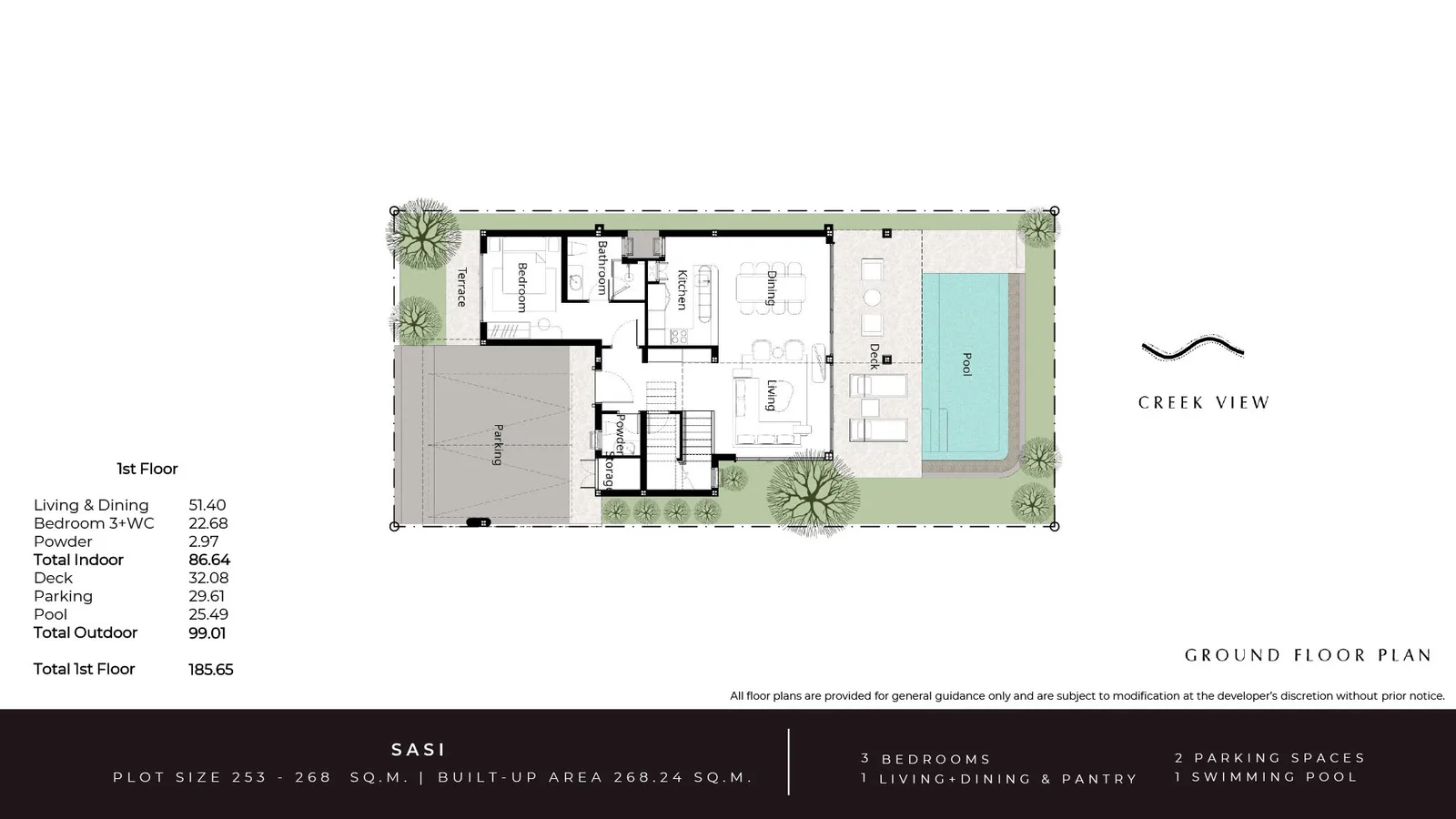 3-bedroom villa, 268 sqm