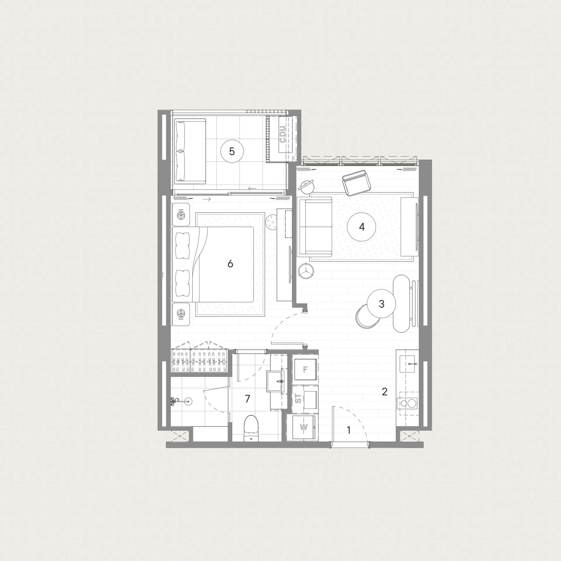 1-bedroom condo, 52 sqm