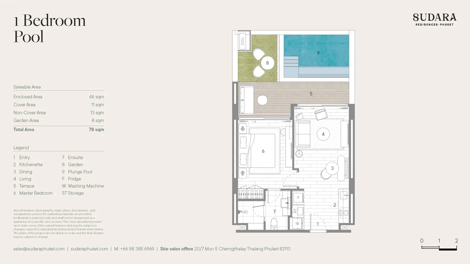 1-bedroom condo, 52 sqm