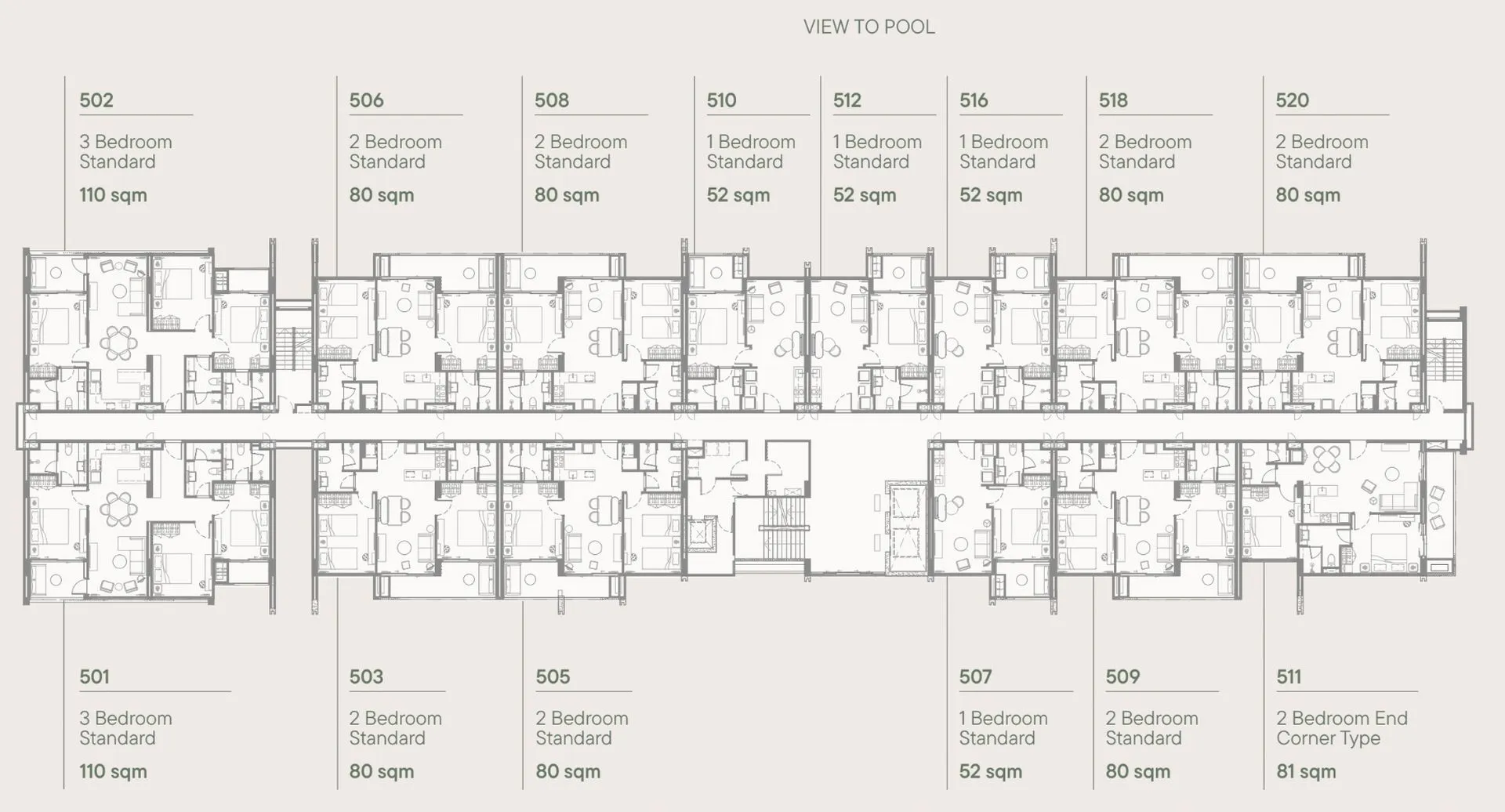 1-bedroom condo, 52 sqm