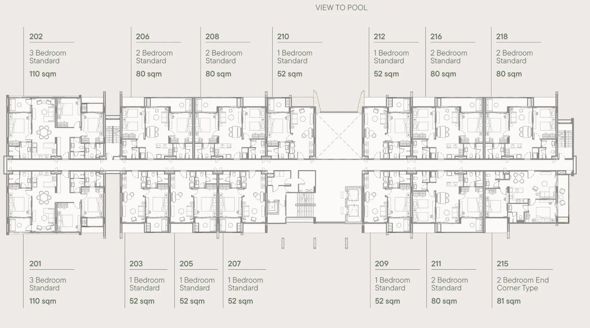 1-bedroom condo, 52 sqm