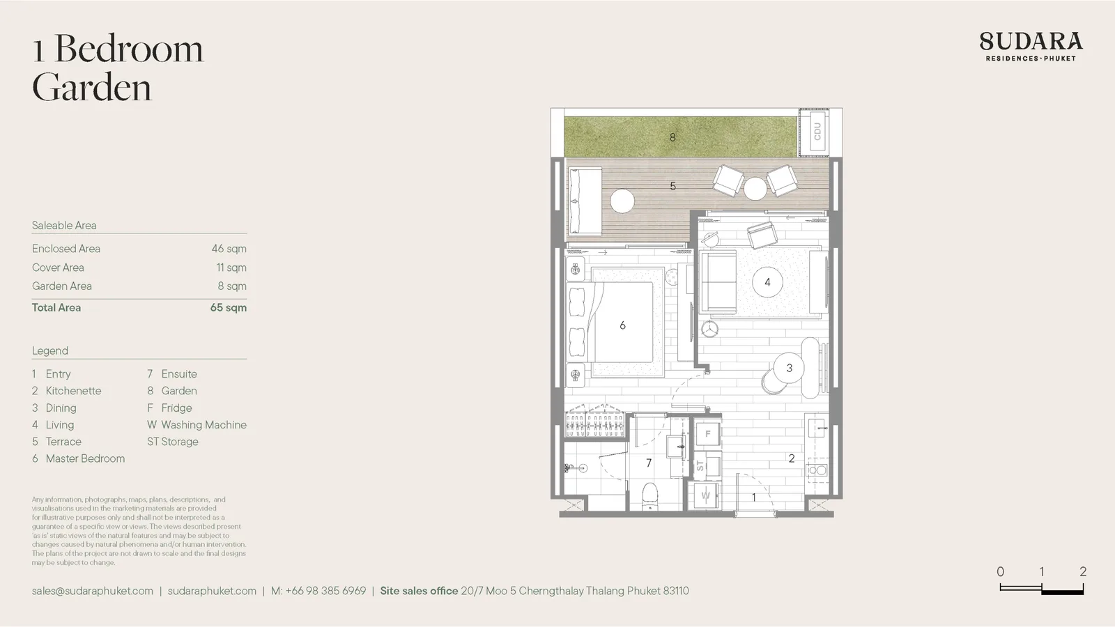 1-bedroom condo, 52 sqm