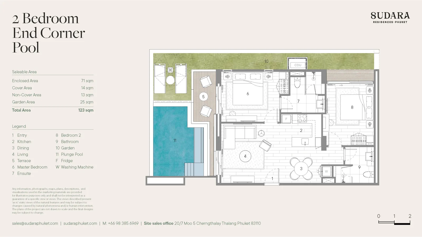 2-bedroom condo, 80 sqm