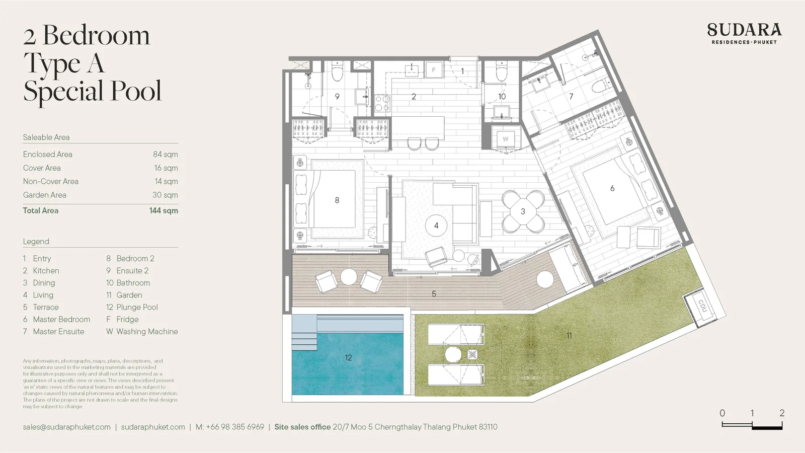 2-bedroom condo, 80 sqm