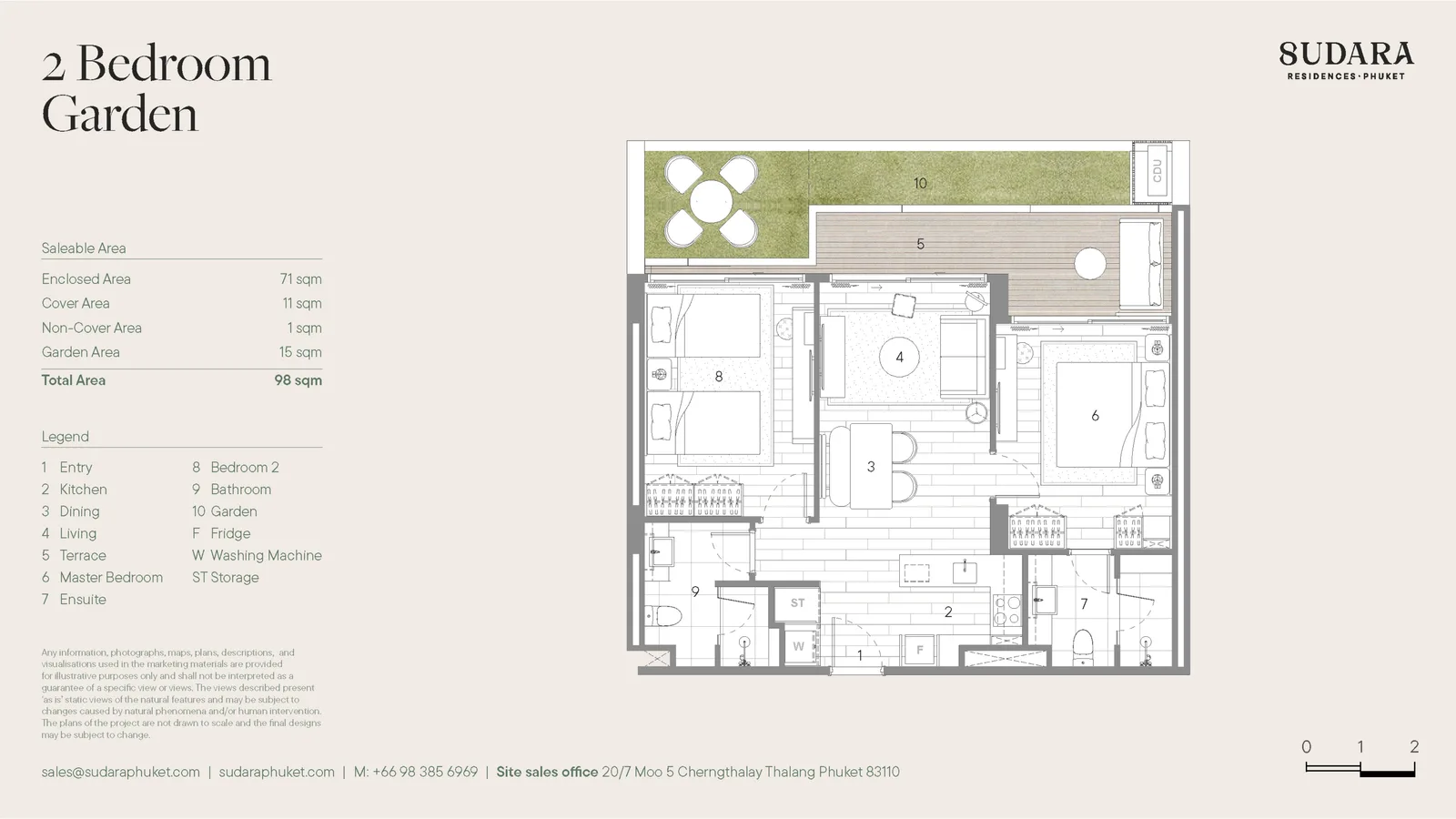 2-bedroom condo, 80 sqm