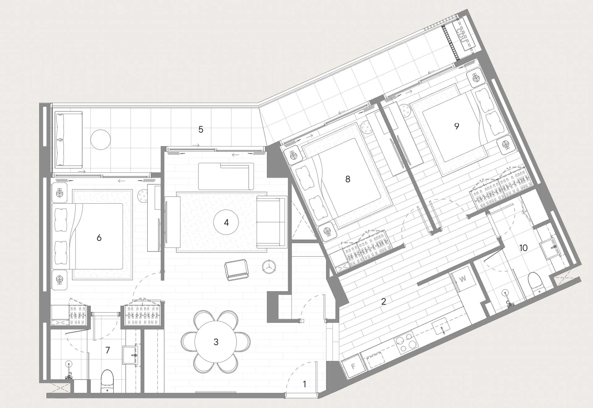 2-bedroom condo, 80 sqm