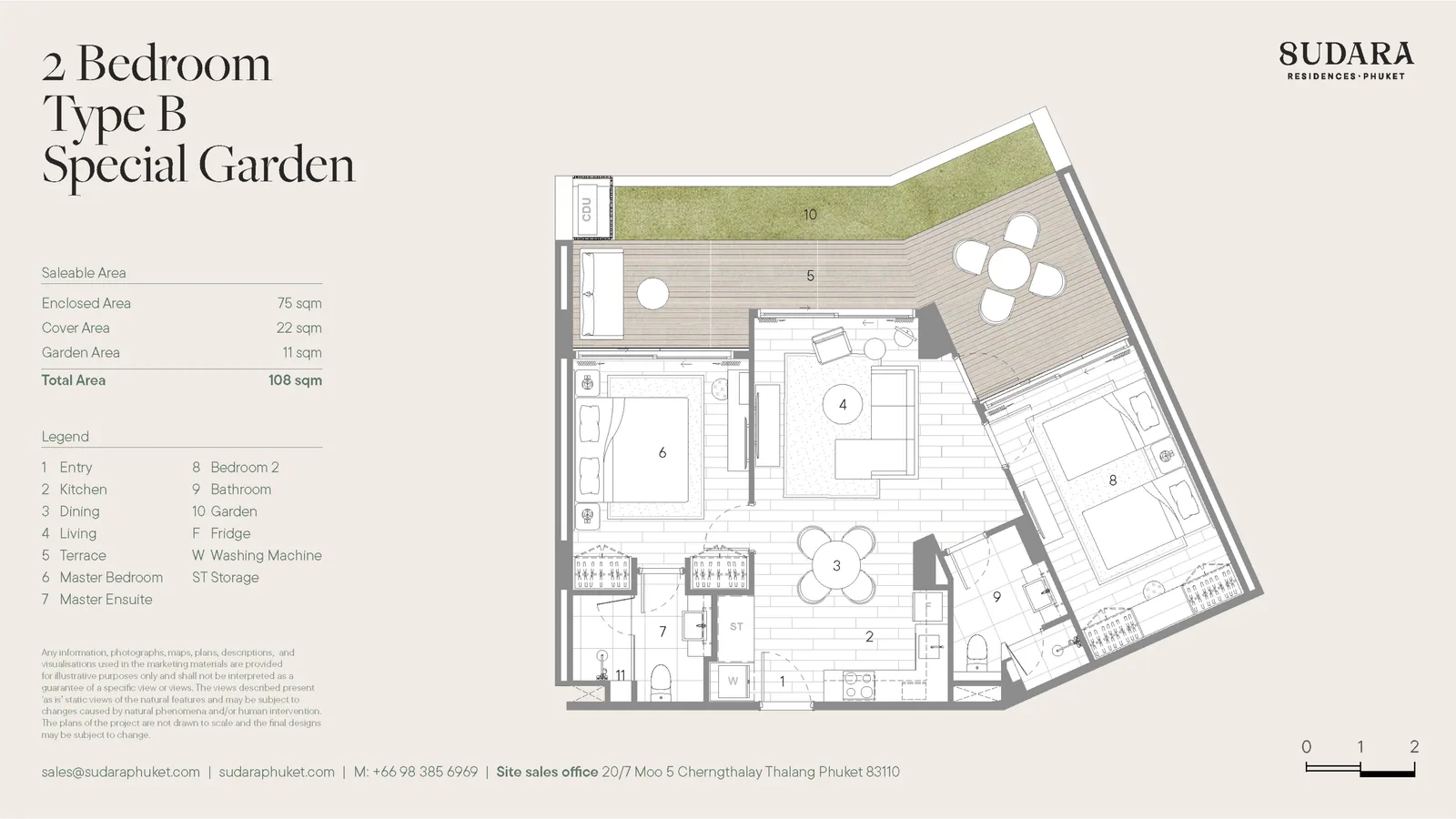 2-bedroom condo, 80 sqm