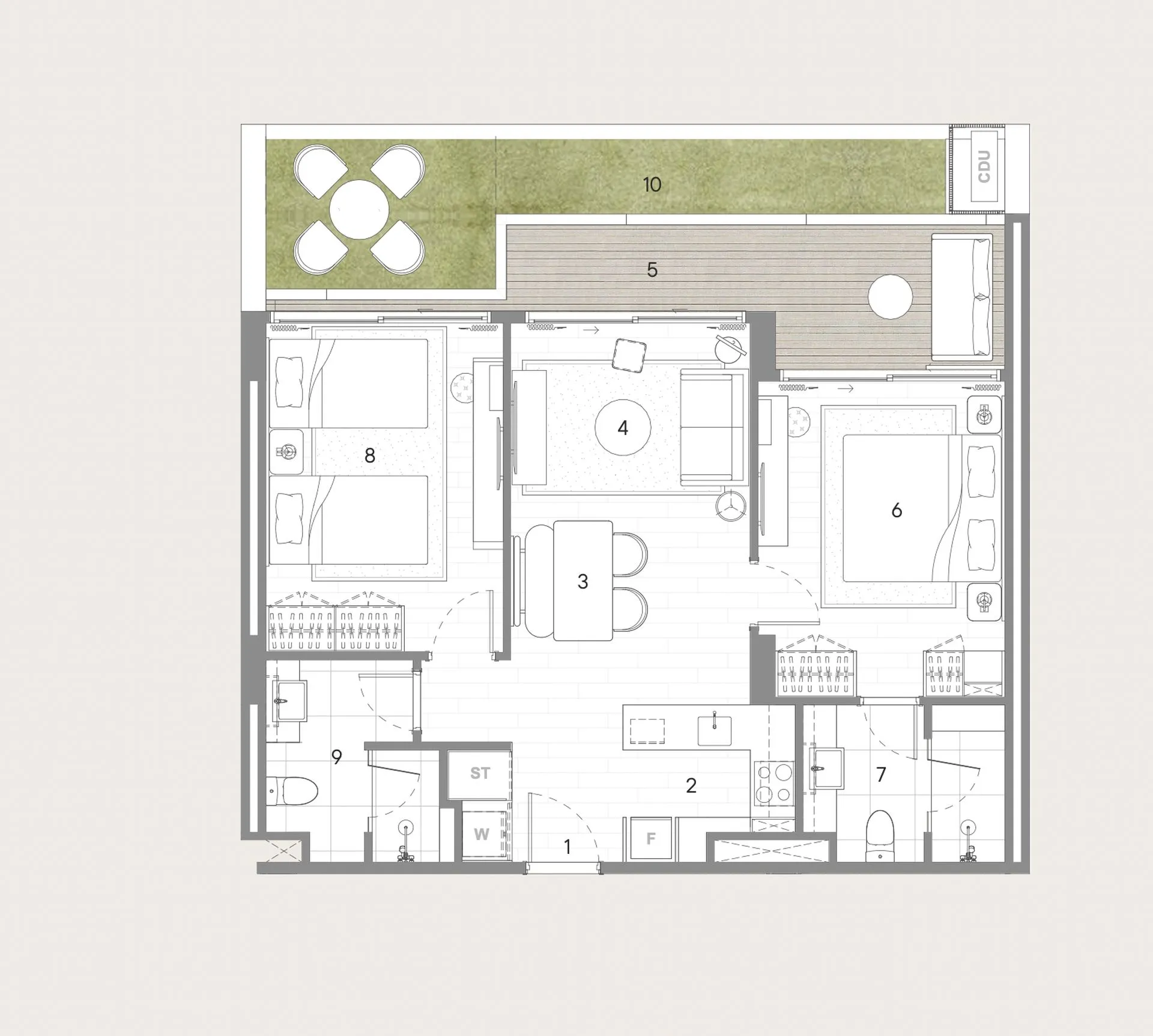 3-bedroom condo, 110 sqm