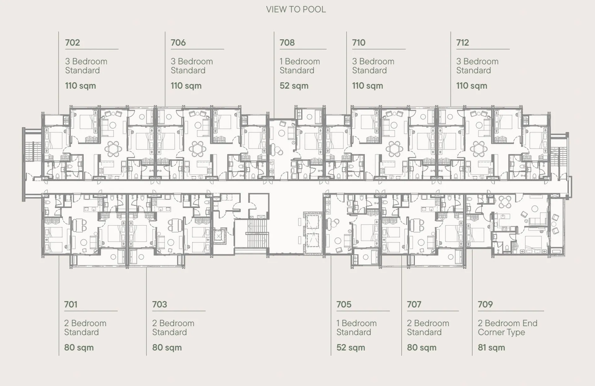 3-bedroom condo, 110 sqm