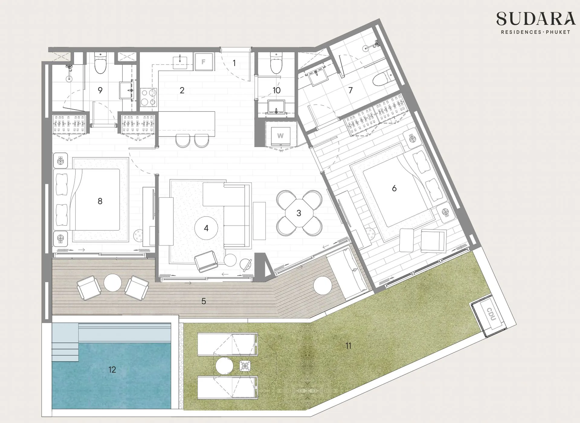 3-bedroom condo, 110 sqm