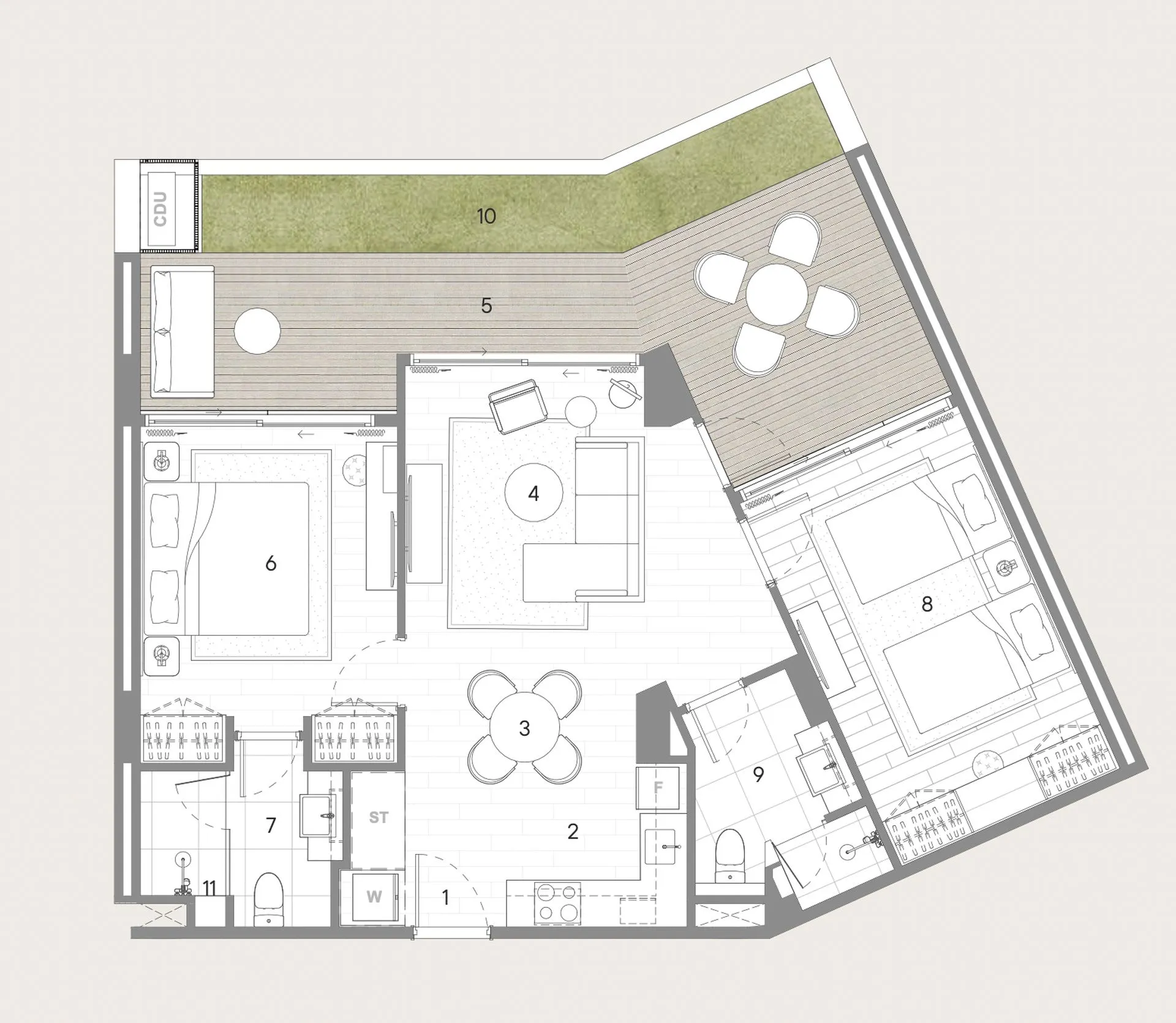 3-bedroom condo, 110 sqm