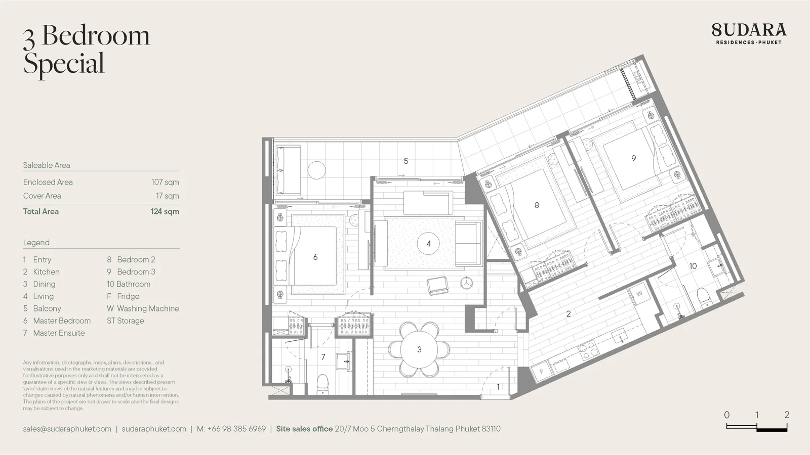 3-bedroom condo, 110 sqm