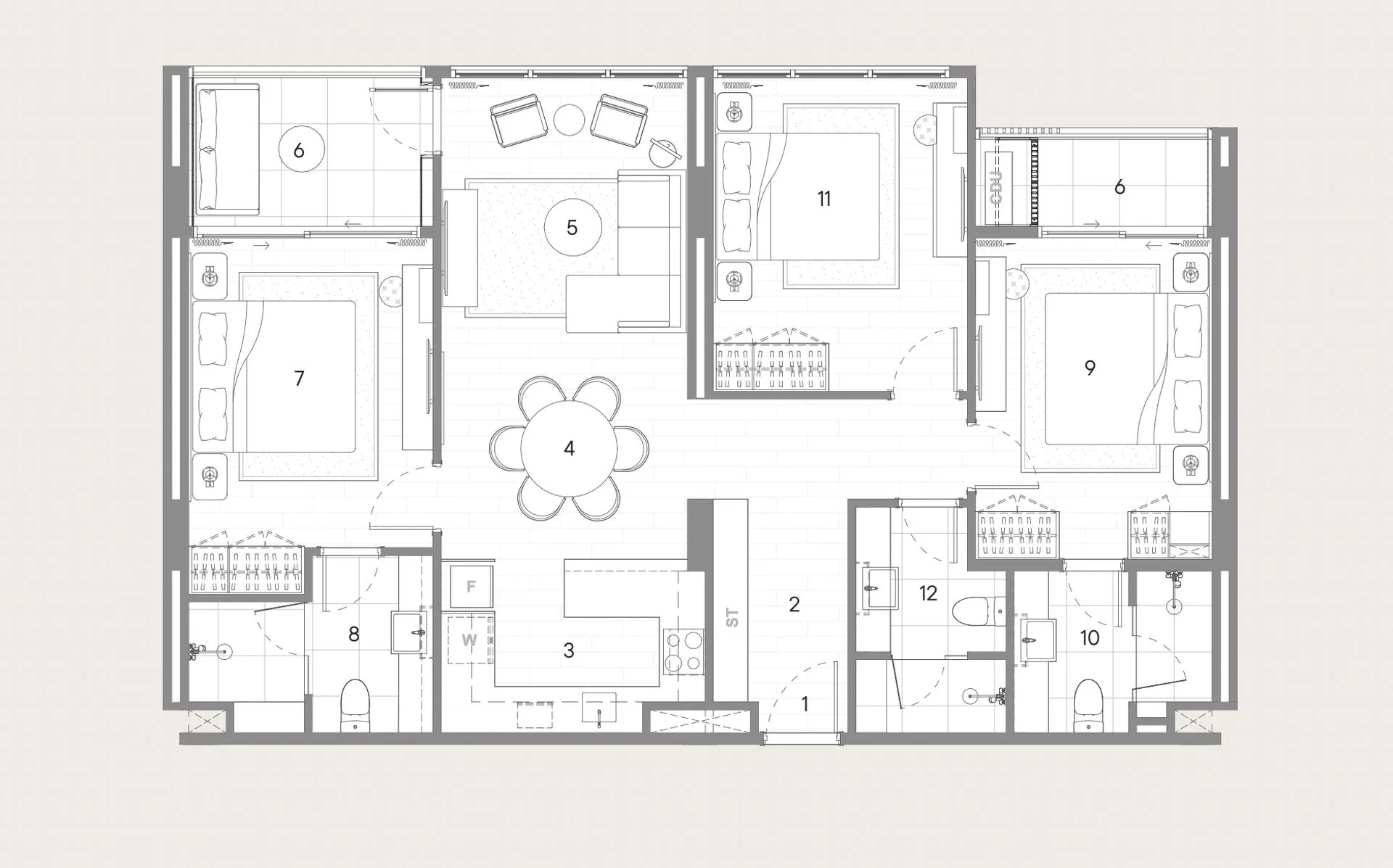 3-bedroom condo, 110 sqm