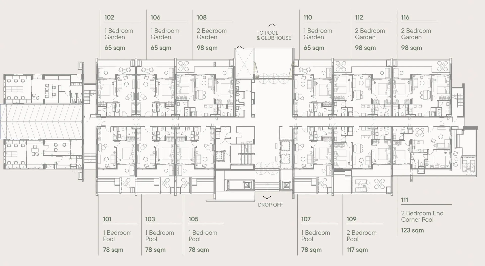 3-bedroom condo, 110 sqm