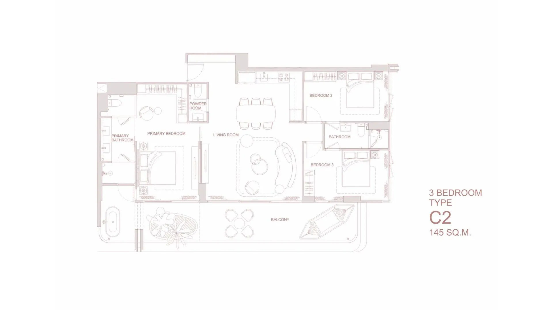 1-bedroom condo, 60 sqm
