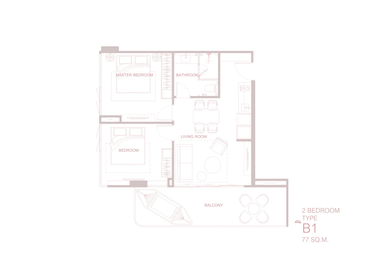 2-bedroom condo, 117 sqm