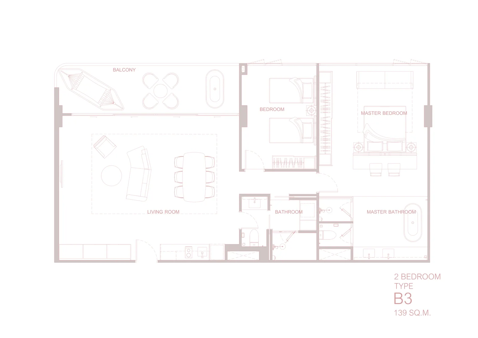 2-bedroom condo, 117 sqm