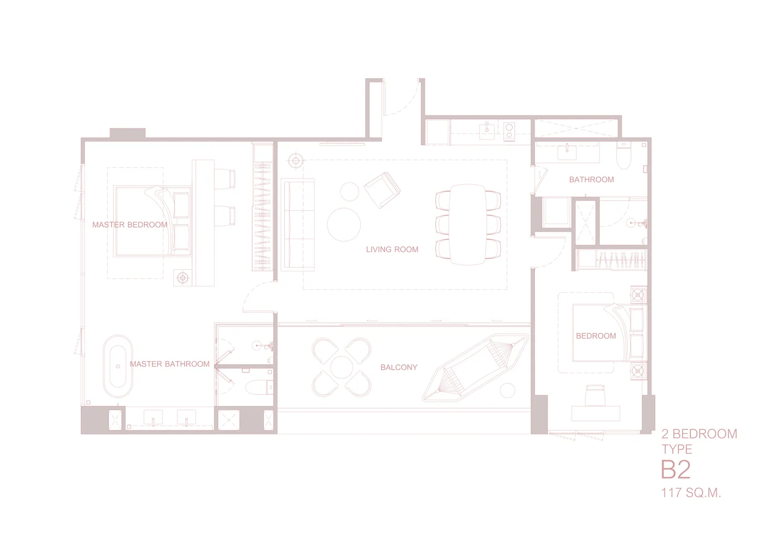 2-bedroom condo, 117 sqm
