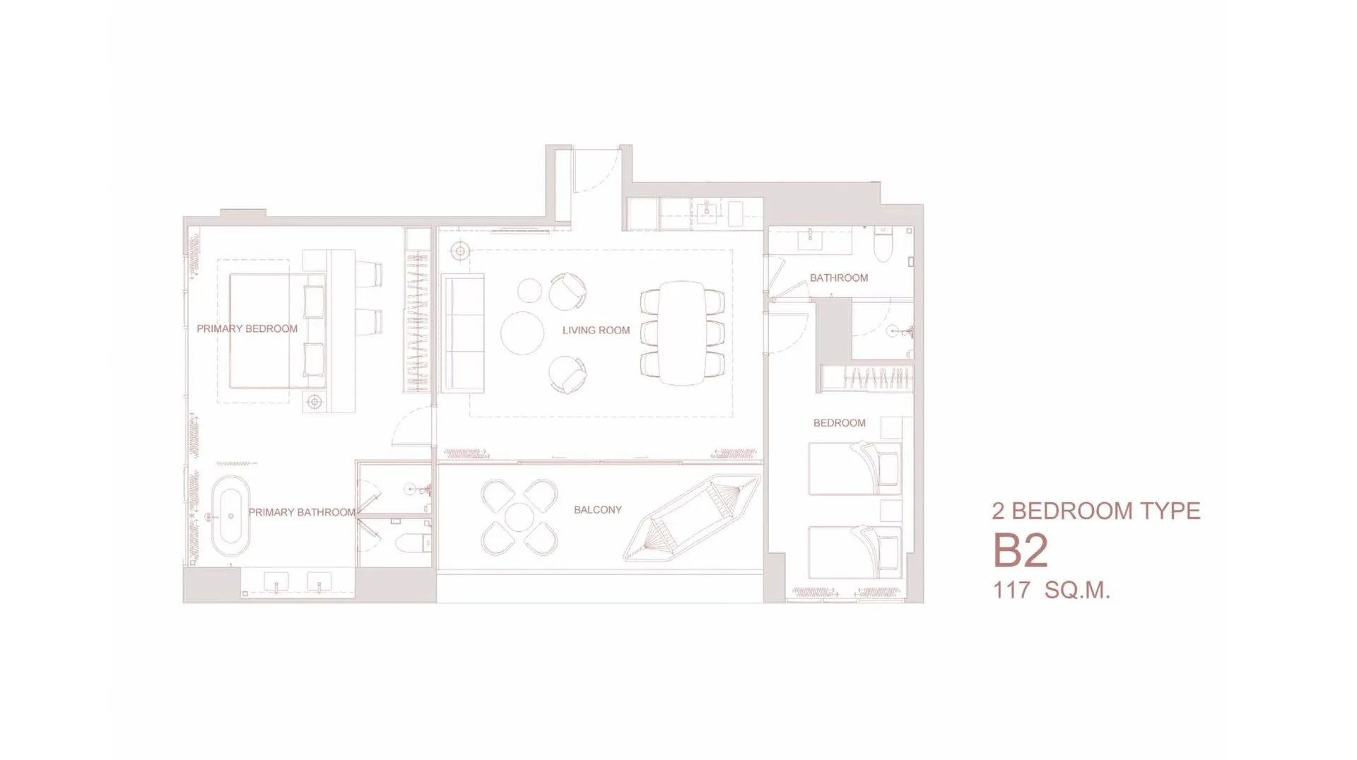 2-bedroom condo, 117 sqm