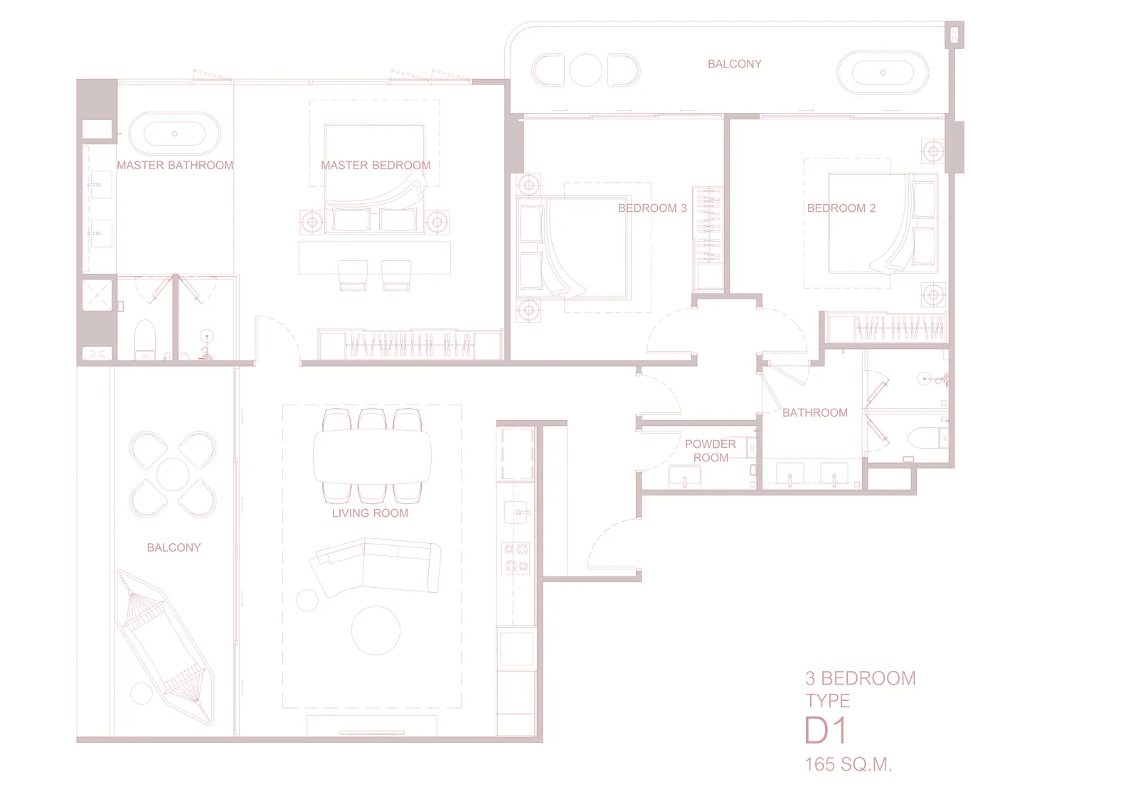 3-bedroom condo, 139 sqm