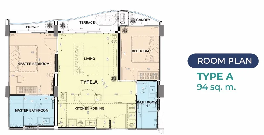 2-bedroom condo, 89 sqm