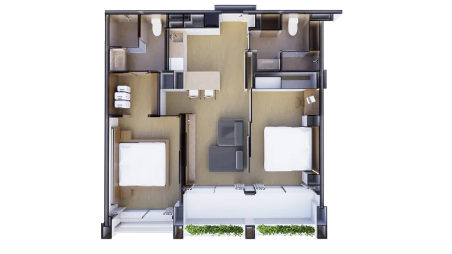 2-bedroom condo, 81 sqm