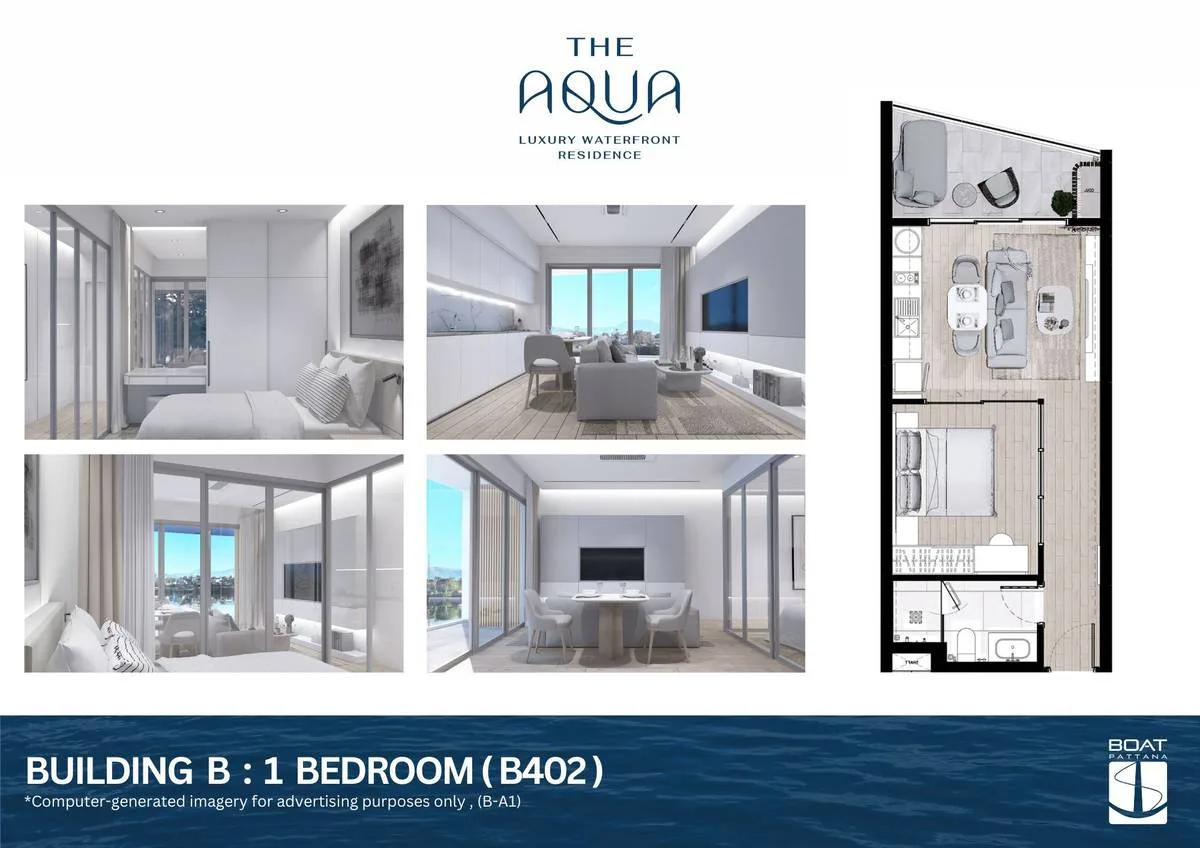1-bedroom condo, 48 sqm