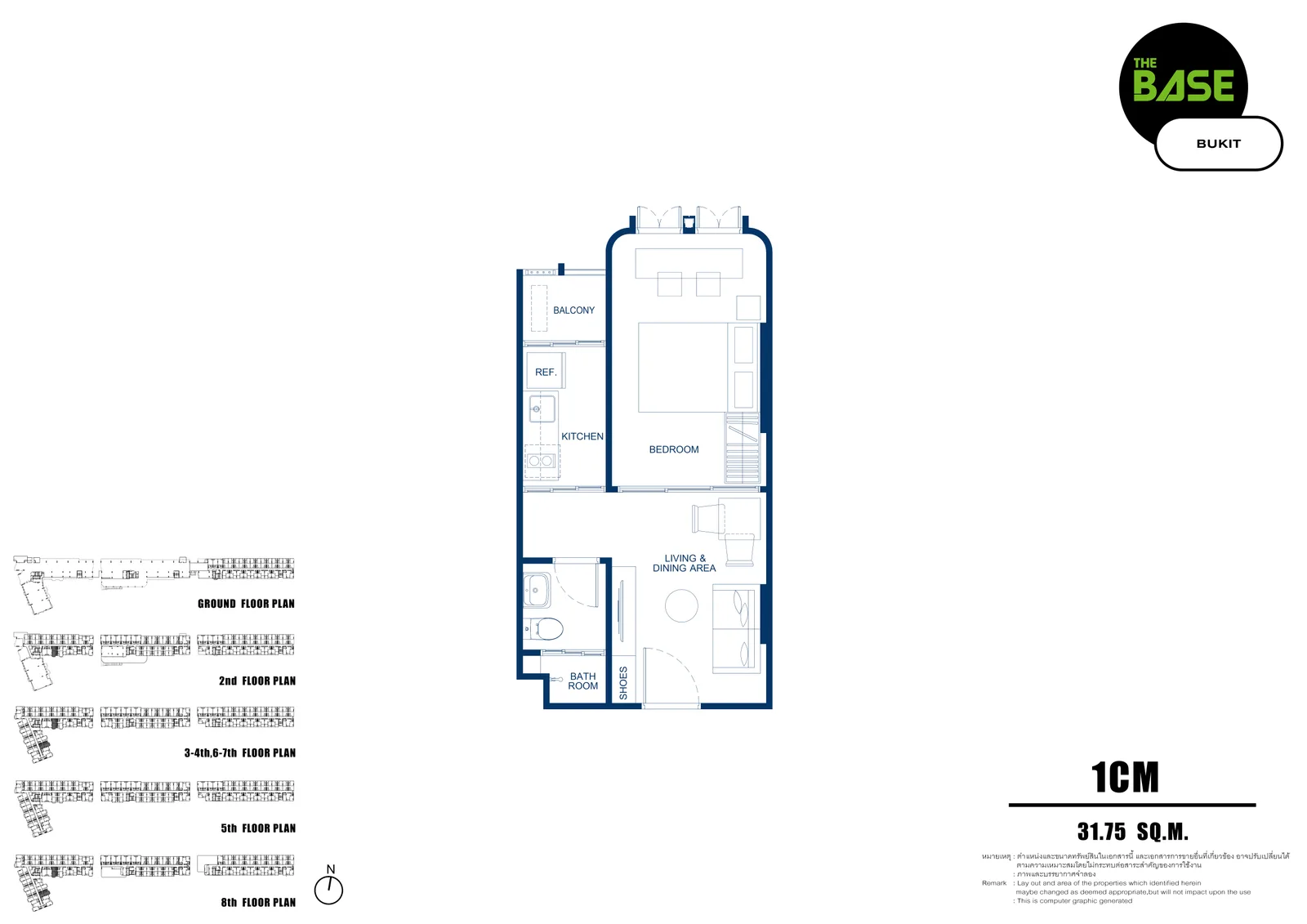 1-bedroom condo, 26 sqm