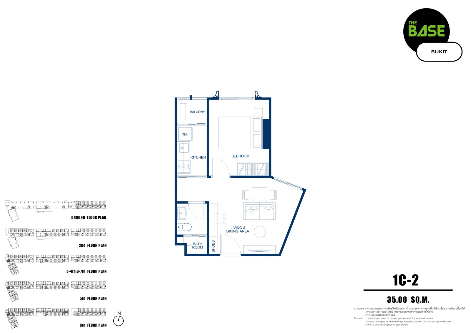 1-bedroom condo, 26 sqm
