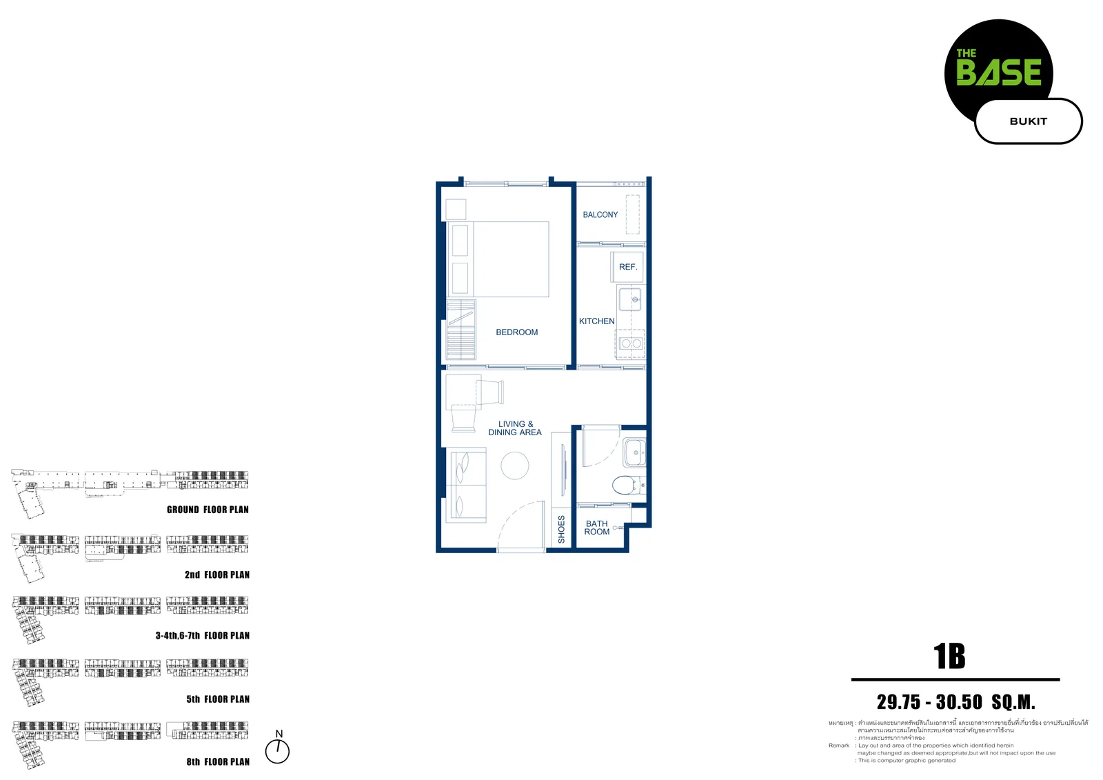 1-bedroom condo, 26 sqm