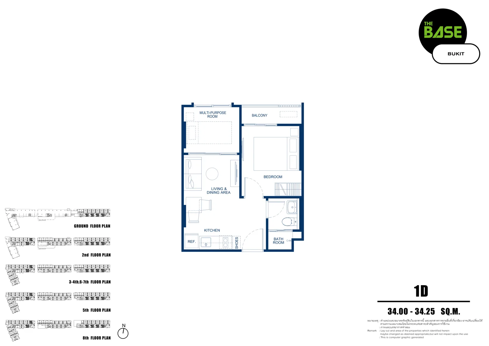 1-bedroom condo, 26 sqm