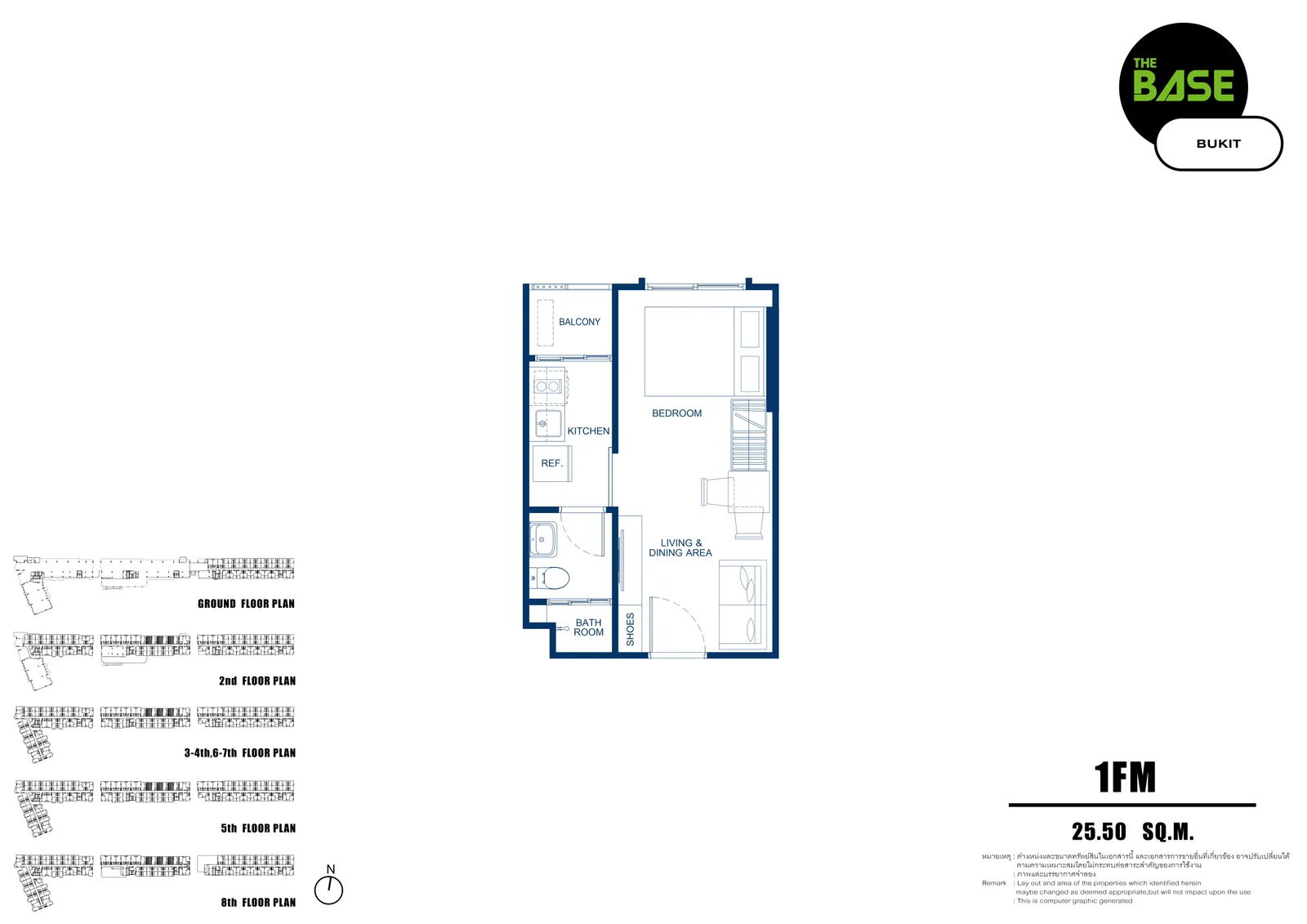 1-bedroom condo, 26 sqm