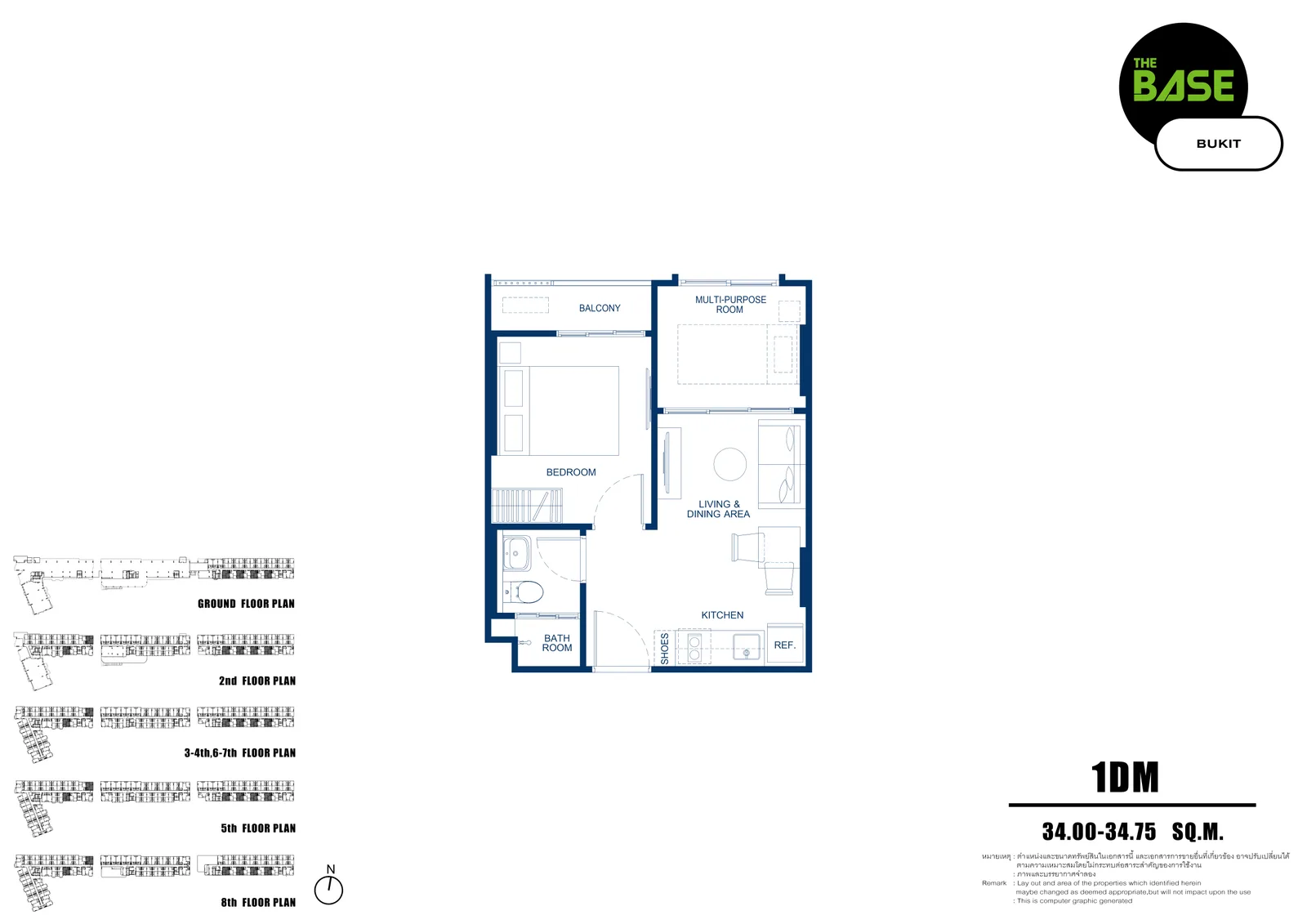 1-bedroom condo, 26 sqm