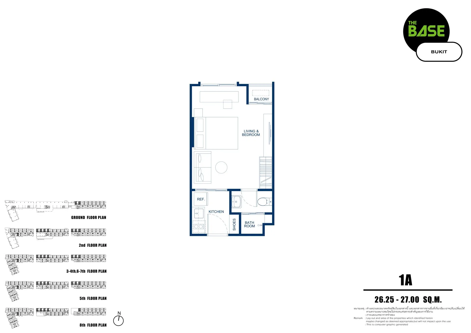 2-bedroom condo, 52 sqm