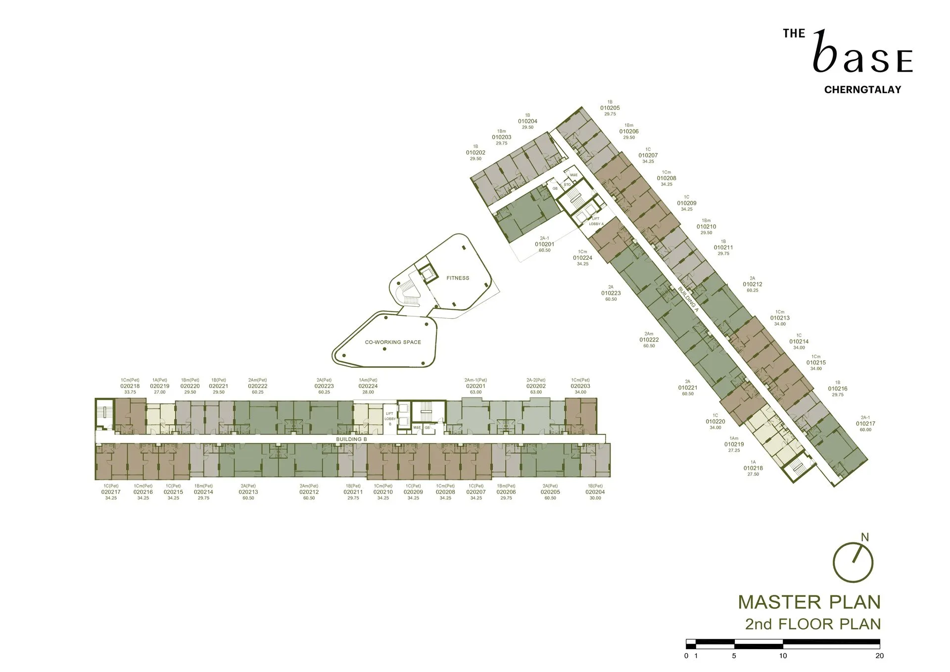 2-bedroom condo, 60 sqm