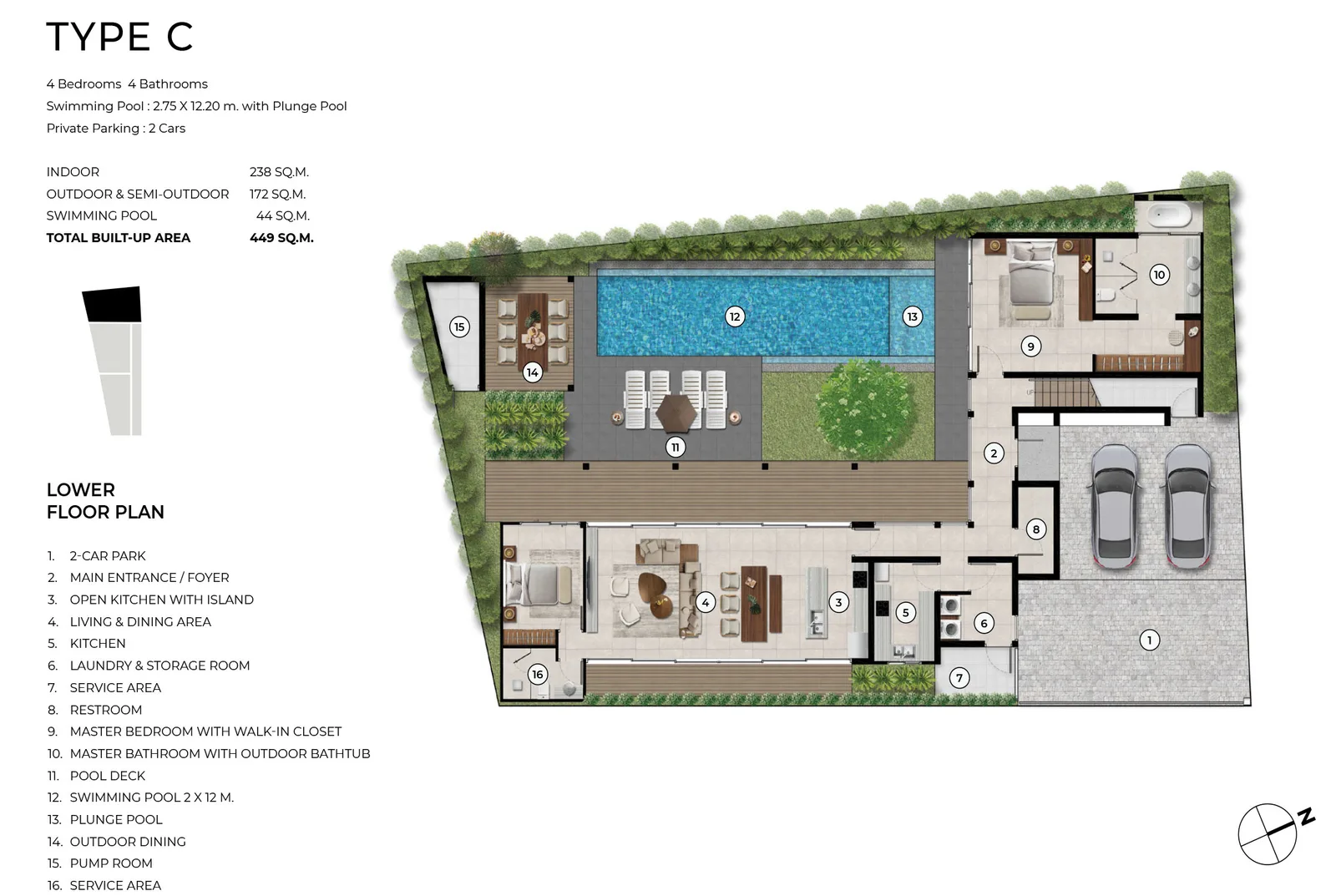 4-bedroom villa, 419 sqm