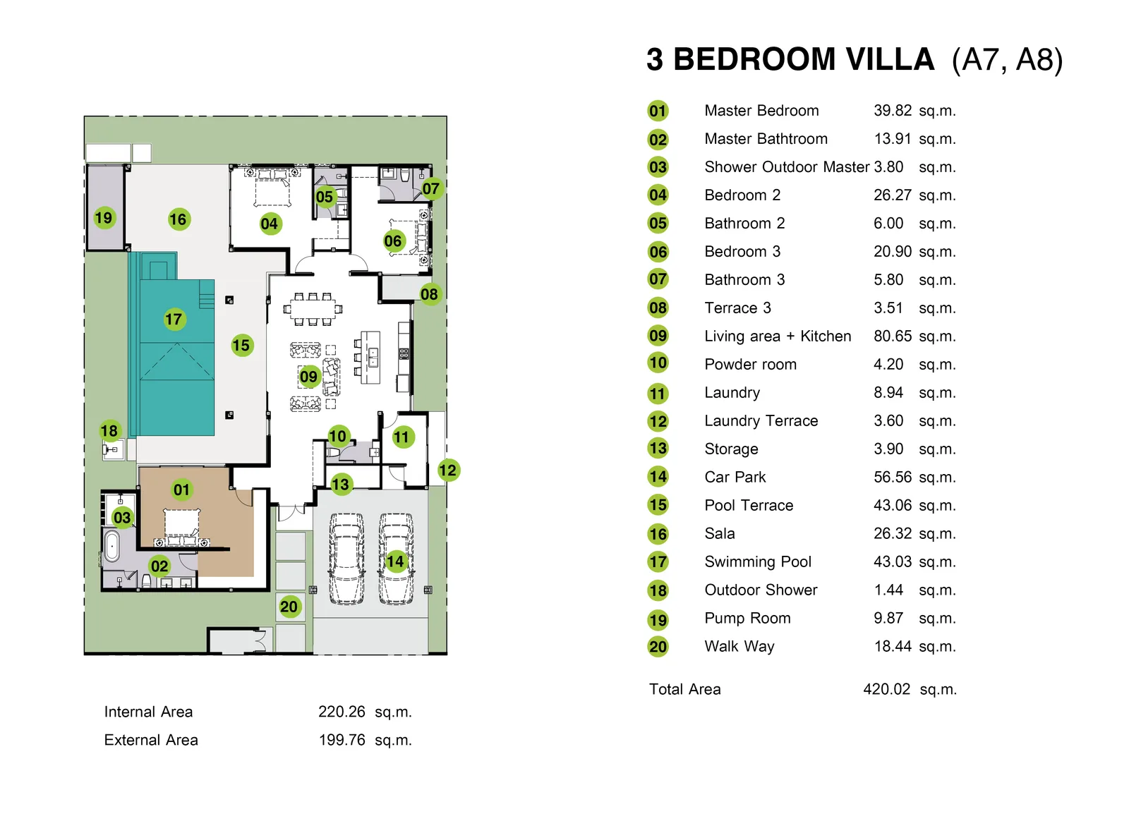 3-bedroom villa, 409 sqm