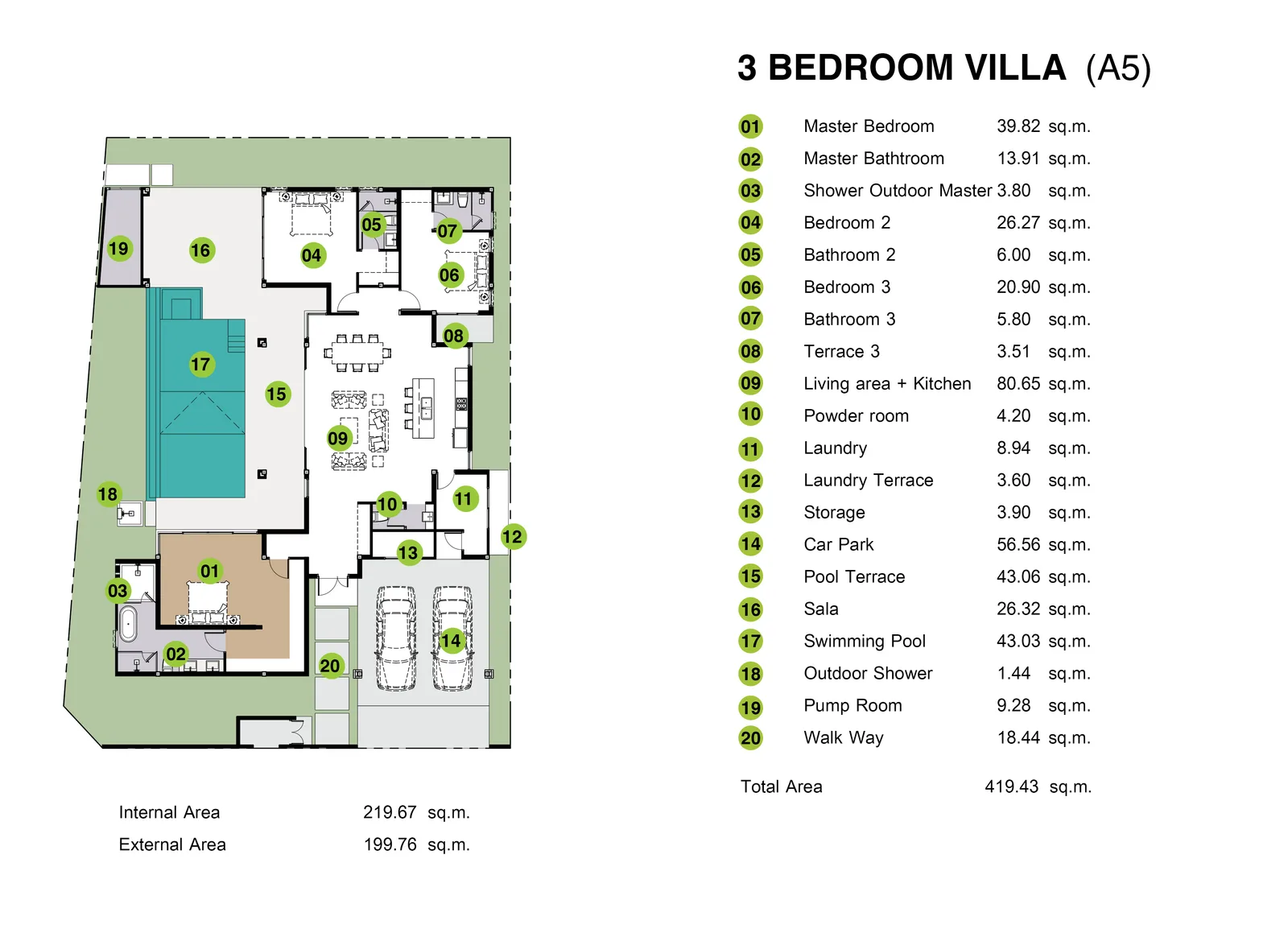 3-bedroom villa, 409 sqm