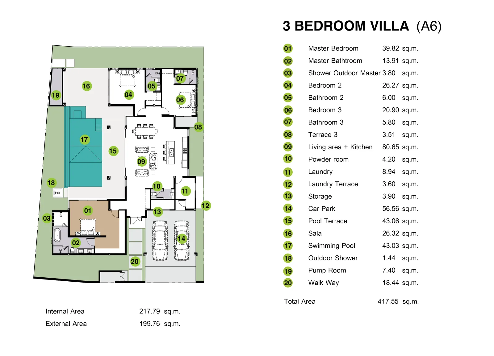 3-bedroom villa, 409 sqm