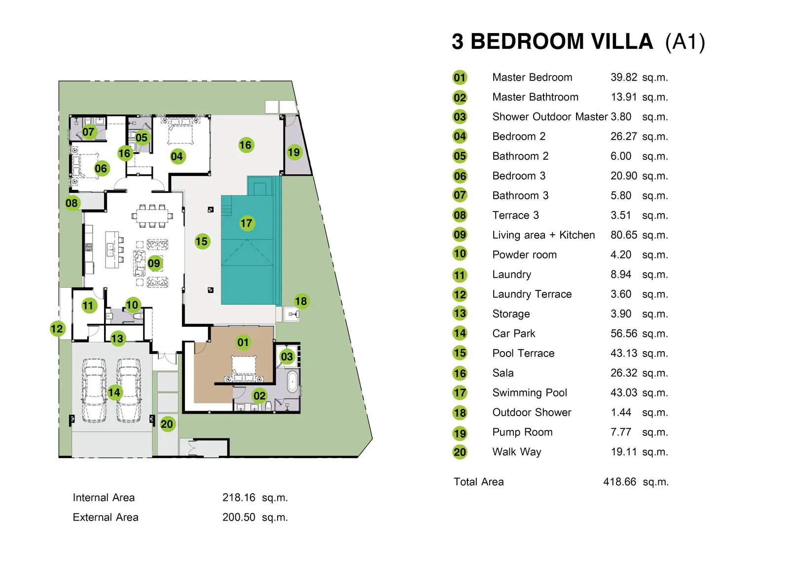 3-bedroom villa, 409 sqm