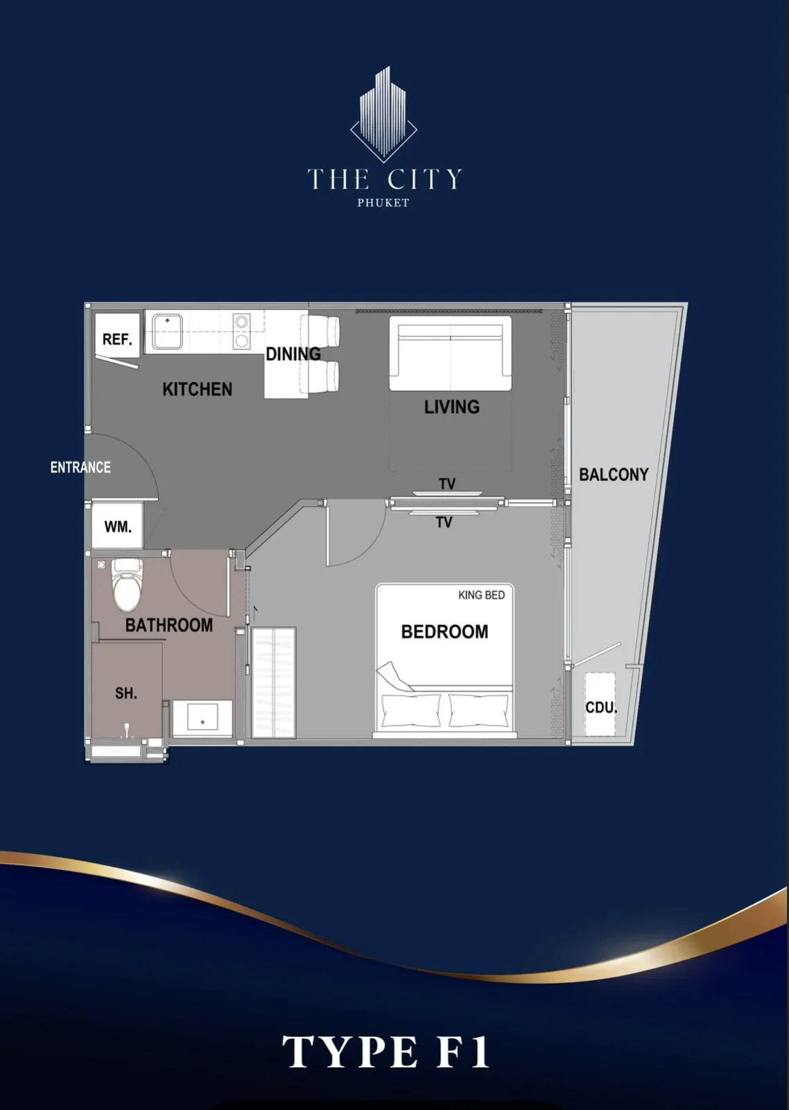 1-bedroom condo, 37 sqm