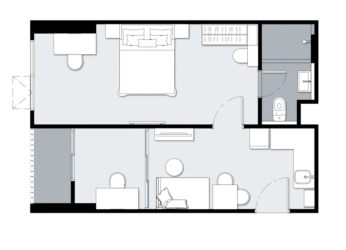 1-bedroom condo, 35 sqm